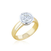 Bezel-Set Round Lab Diamond Solitaire Engagement Ring Two-Tone 14k Gold