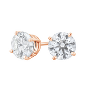 Four-Prong Lab Diamond Stud Earrings in 14k Rose Gold