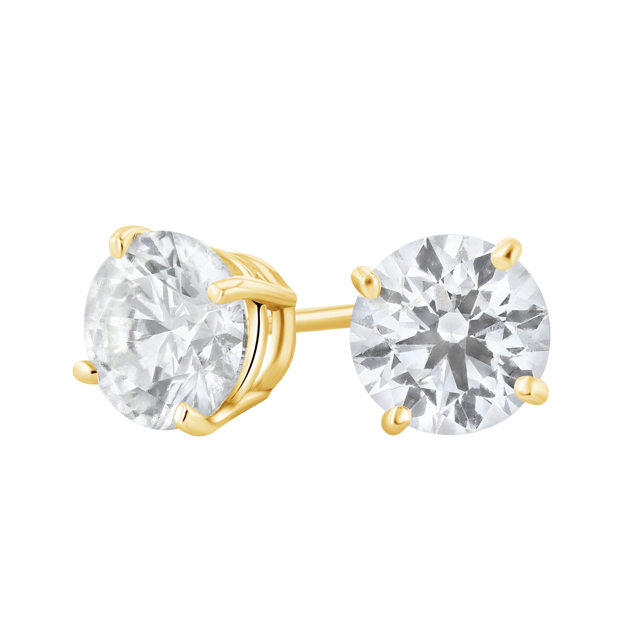 Four-Prong Lab Diamond Stud Earrings in 14k Yellow Gold