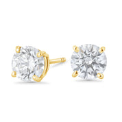 Four-Prong Lab Diamond Stud Earrings in 14k Yellow Gold