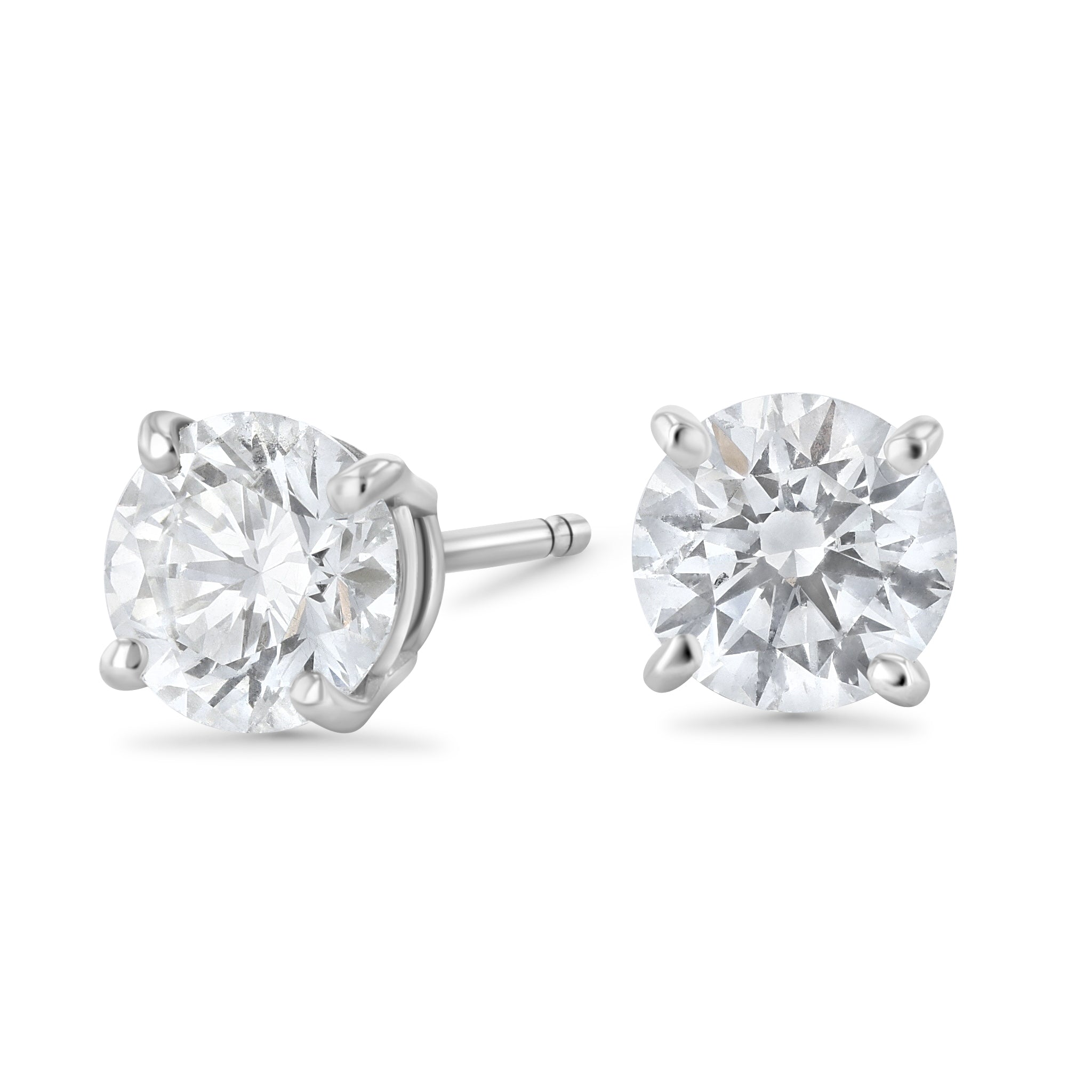 Four-Prong Lab Diamond Stud Earrings in 14k White Gold