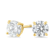 Round Diamond Stud Earrings in 14k Yellow Gold