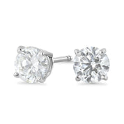 Four-Prong Lab Diamond Stud Earrings in 14k White Gold