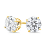 Four-Prong Lab Diamond Stud Earrings in 14k Yellow Gold