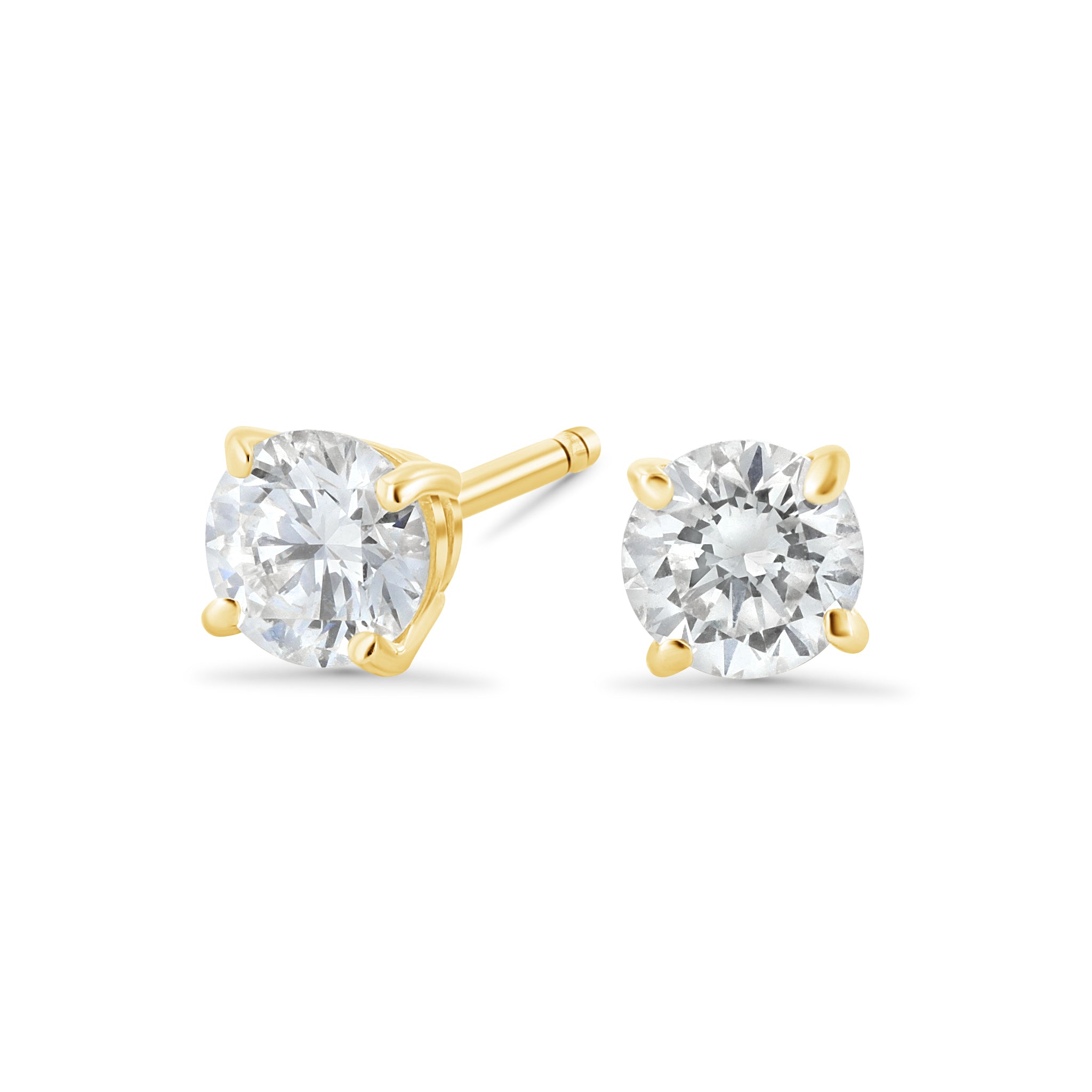 Four-Prong Lab Diamond Stud Earrings in 14k Yellow Gold