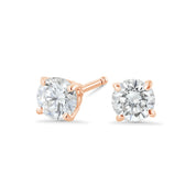 Four-Prong Lab Diamond Stud Earrings in 14k Rose Gold