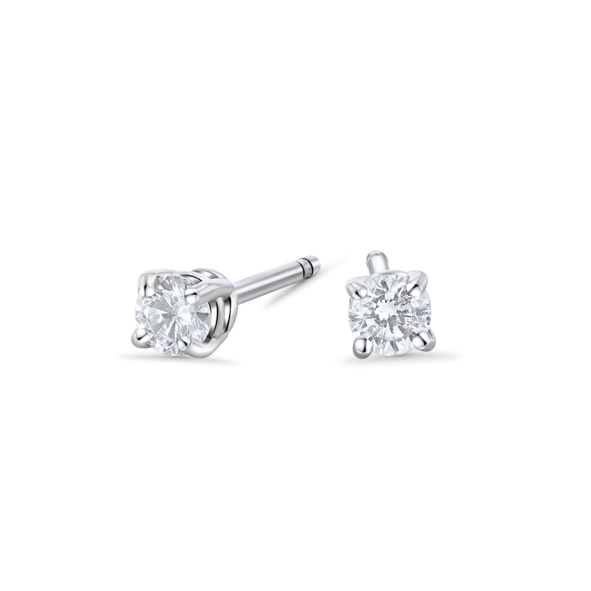 Round Diamond Stud Earrings in 14k White Gold