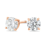 Round Diamond Stud Earrings in 14k Rose Gold