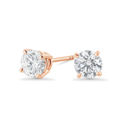 Round Diamond Stud Earrings in 14k Rose Gold