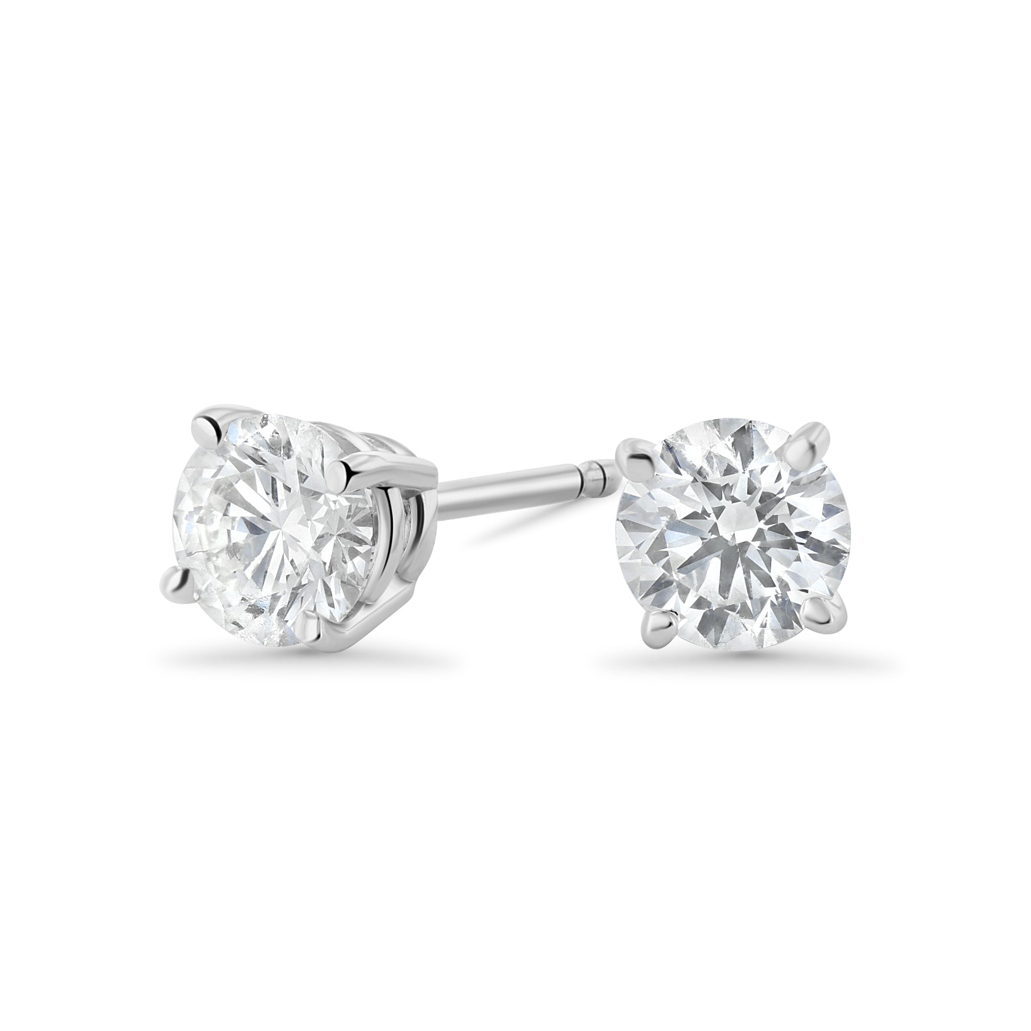 Round Diamond Stud Earrings in 14k White Gold