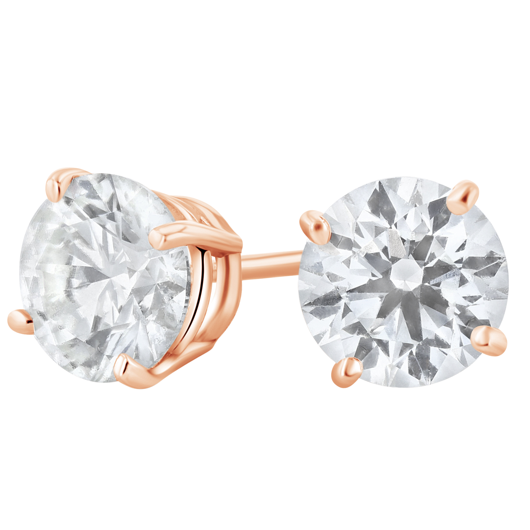 Four-Prong Lab Diamond Stud Earrings in 14k Rose Gold