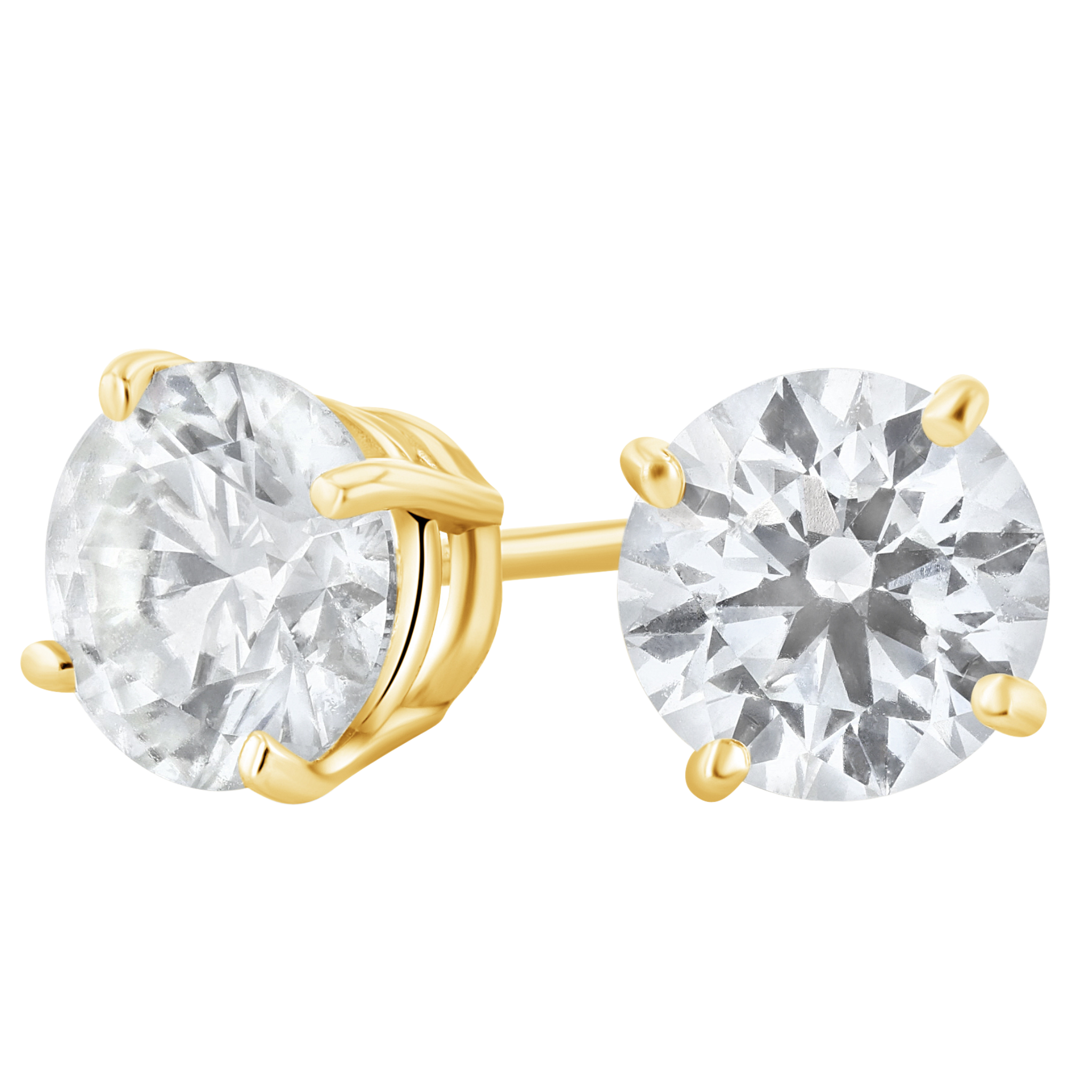 Four-Prong Lab Diamond Stud Earrings in 14k Yellow Gold