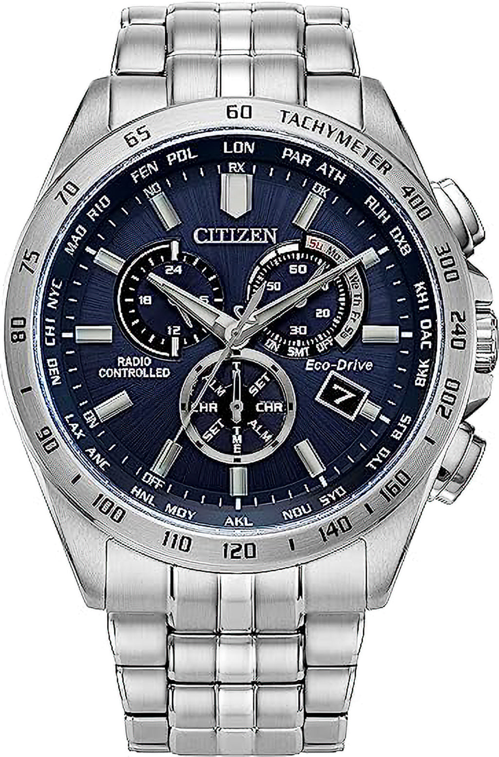 Citizen blue dial discount chronograph stainless steel watch