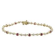 Diamond and Ruby Milgrain Tennis Bracelet in 14k Rose Gold (2.18 ct. tw.)