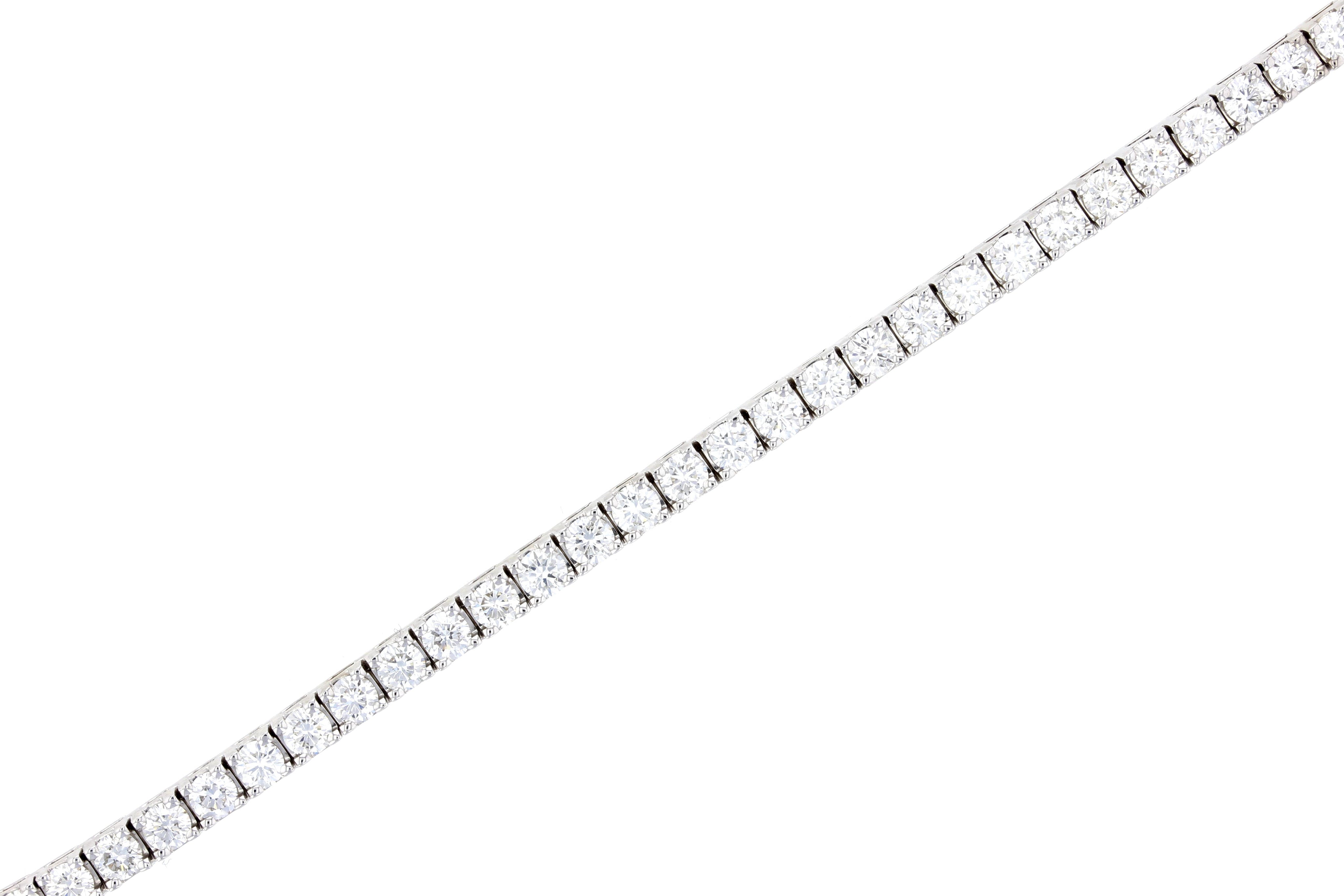 Diamond Tennis Bracelet with Hidden Clasp in 14k White Gold