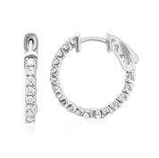 Pavé Diamond Hoop Earrings in 14k White Gold