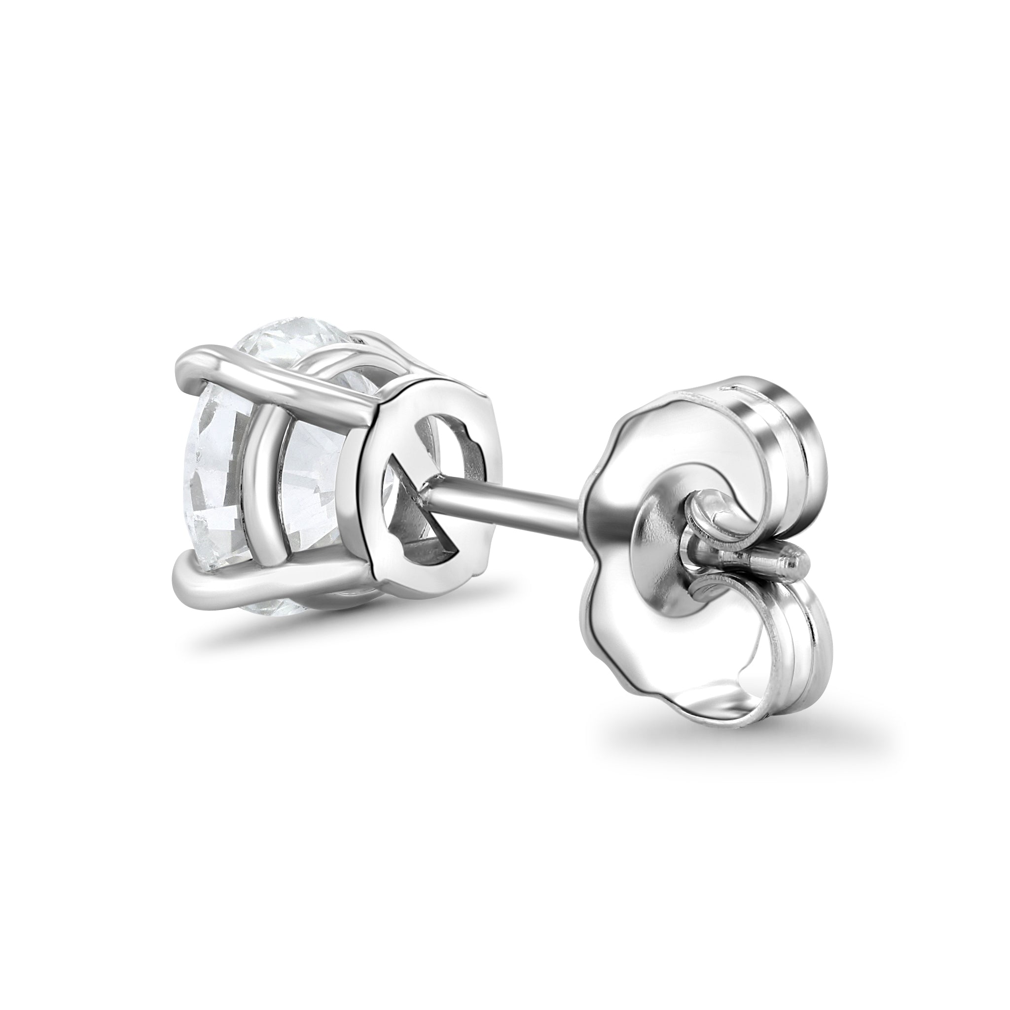 Round Diamond Stud Earrings in 14k White Gold