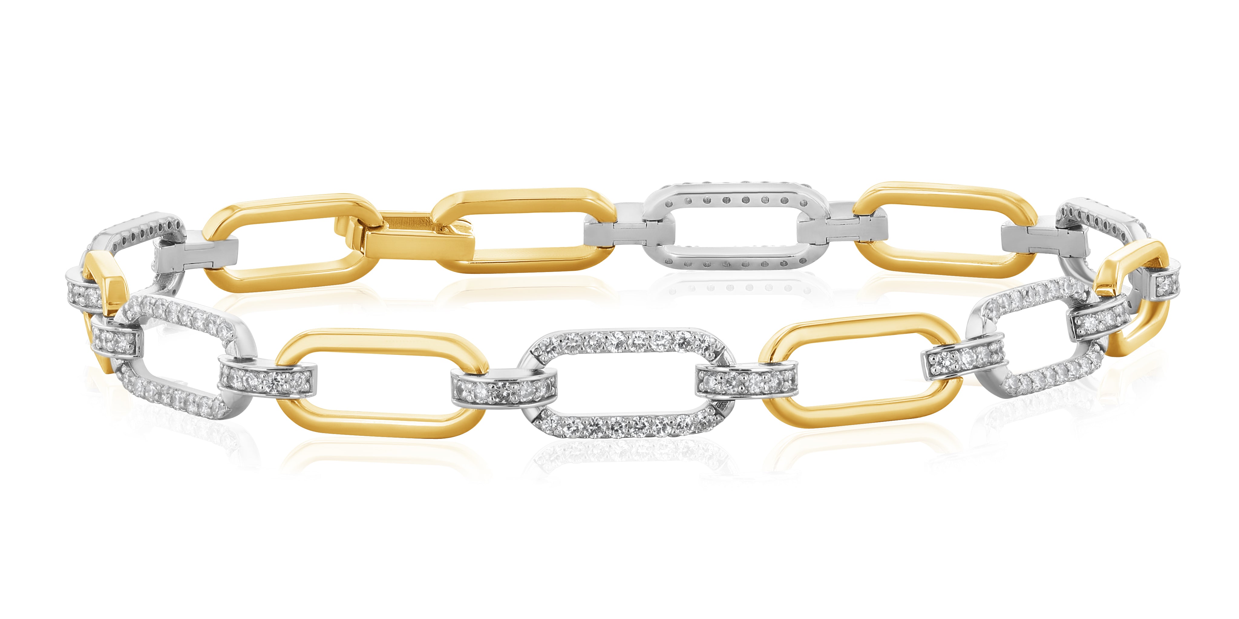 Diamond Link Bracelet in Two-Tone 14k Gold