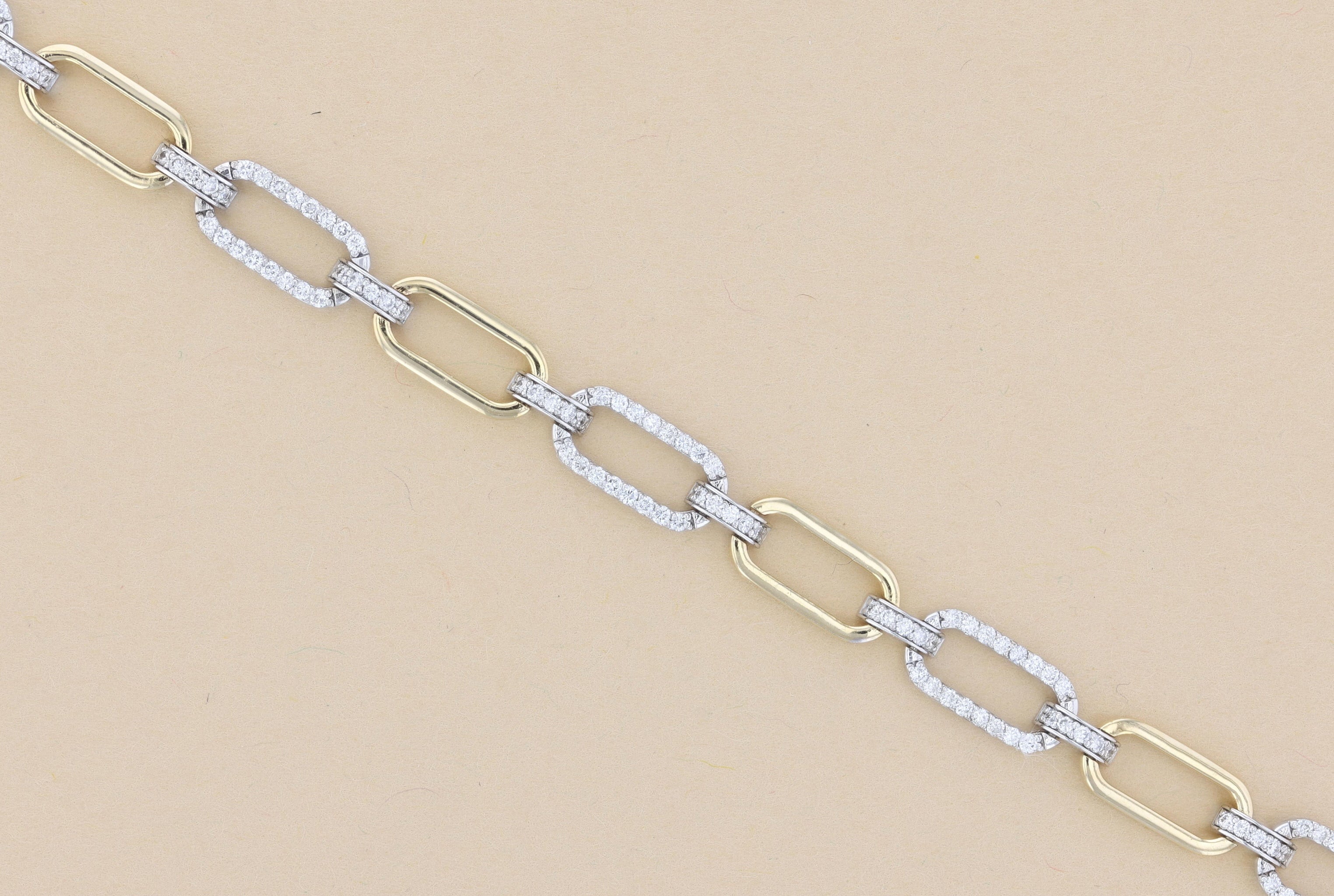 Diamond Link Bracelet in Two-Tone 14k Gold