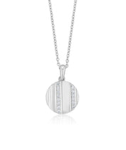 Grooved Circle Diamond Pendant Necklace in 14k White Gold