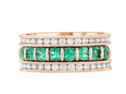 Diamond and Emerald Three-Row Ring (1.25 ct. tw.) - The Brothers Jewelry Co.