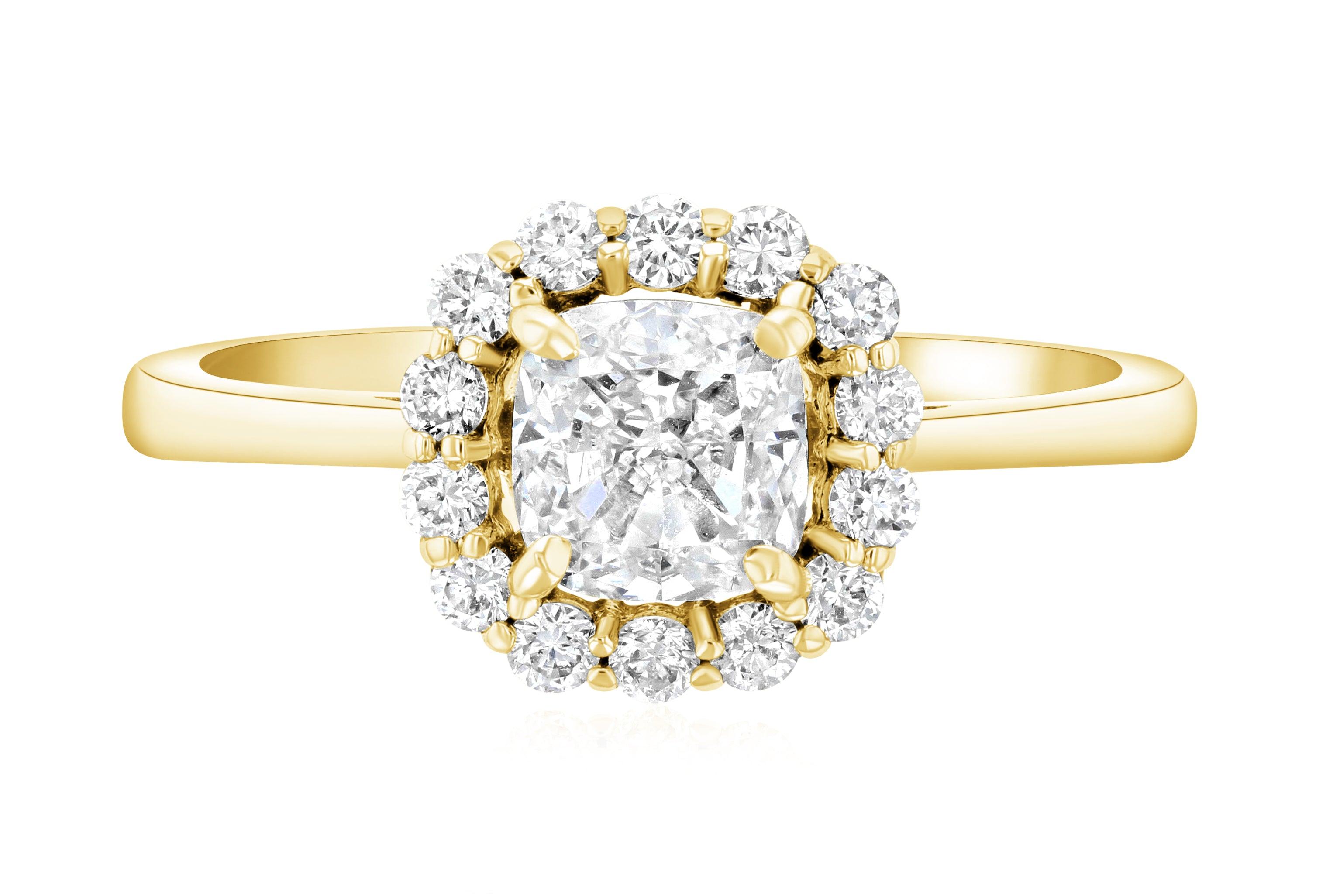 Halo Cushion Diamond Engagement Ring (1.28 ct. tw.) - The Brothers Jewelry Co.
