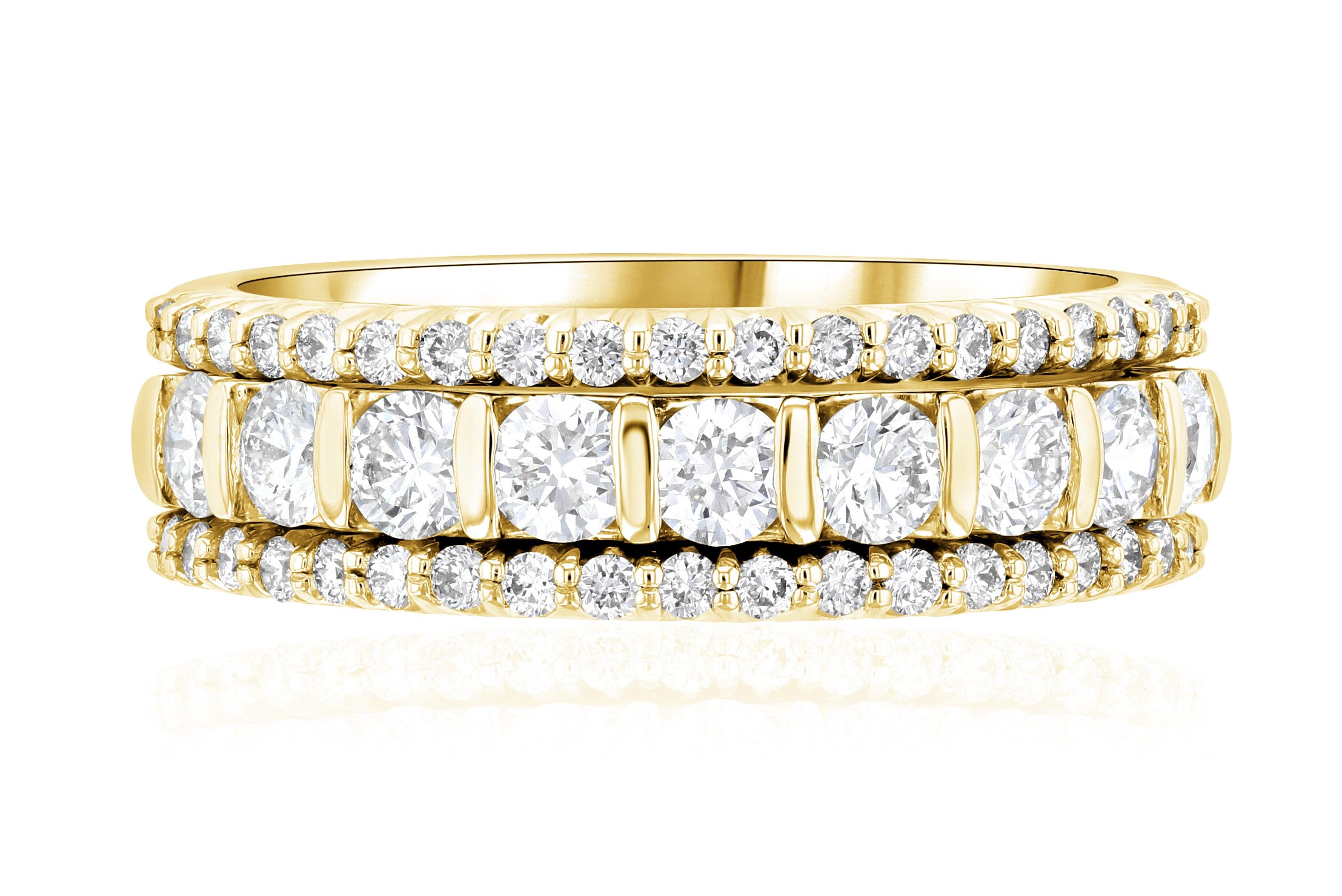 Three-Row Diamond Anniversary Ring Shared Prong (1.10 ct. tw.) - The Brothers Jewelry Co.