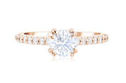 Double Prong Pavé Diamond Solitaire Engagement Ring - The Brothers Jewelry Co.