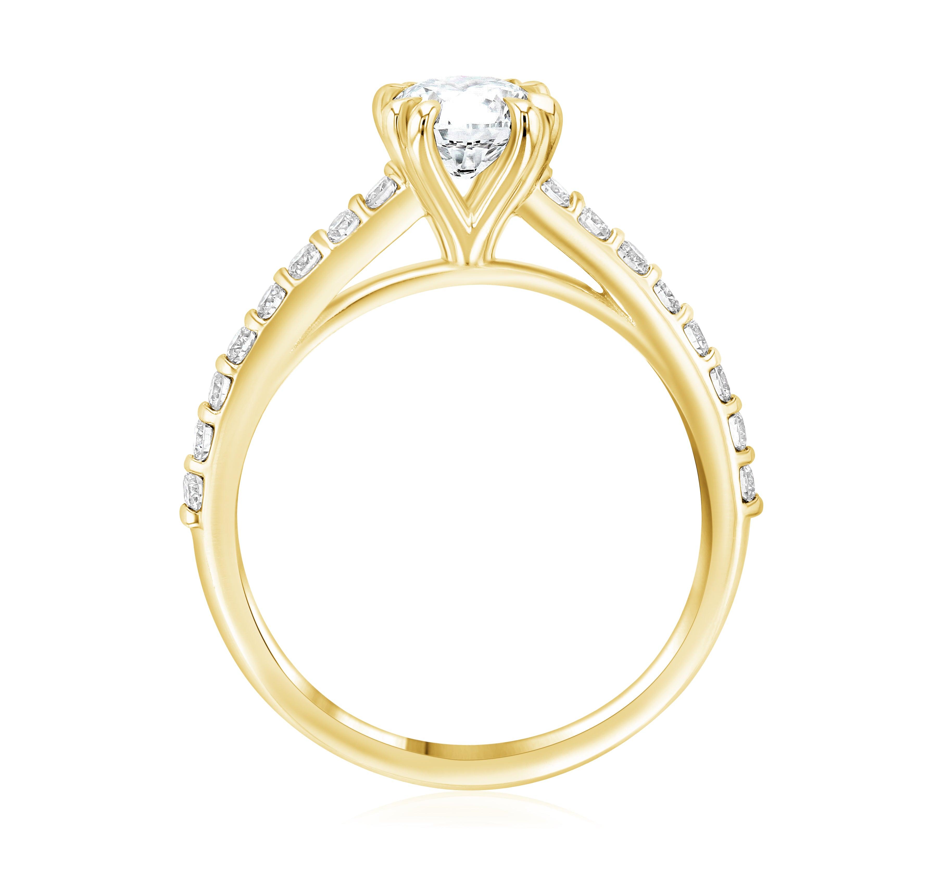 Double Prong Pavé Diamond Solitaire Engagement Ring - The Brothers Jewelry Co.