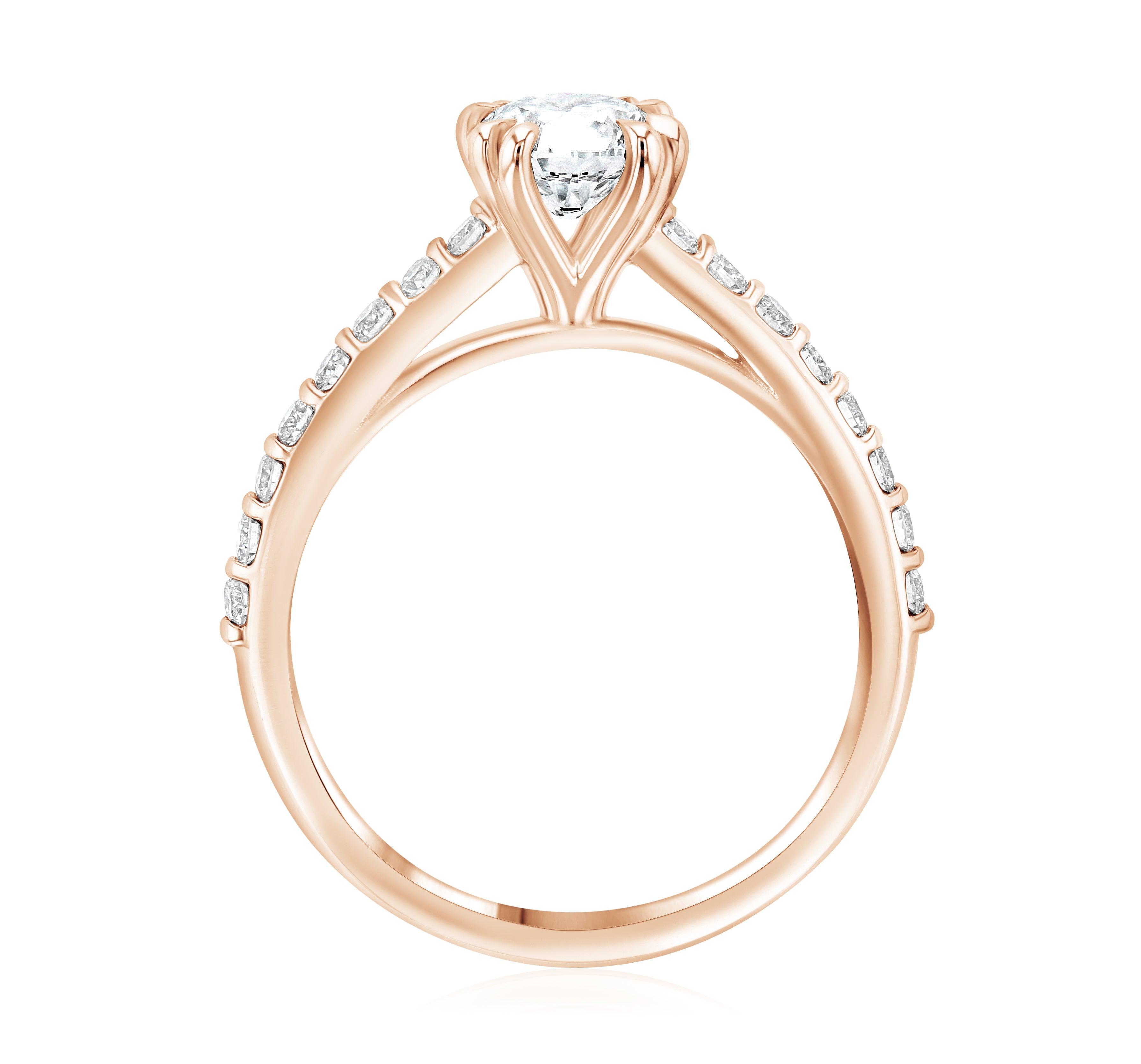 Double Prong Pavé Diamond Solitaire Engagement Ring - The Brothers Jewelry Co.