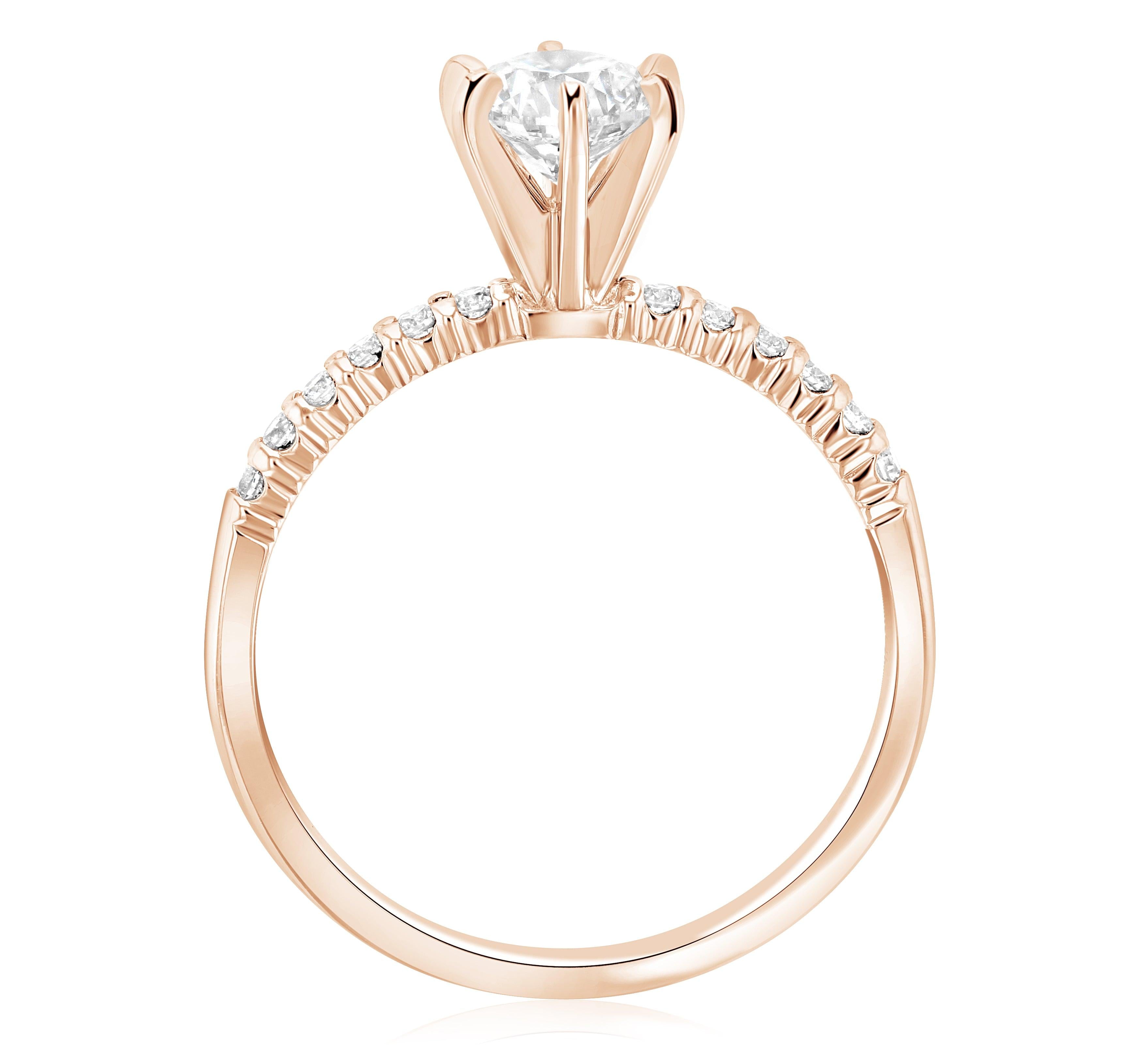 Six Prong Pavé Diamond Solitaire Engagement Ring - The Brothers Jewelry Co.