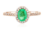 Oval Emerald and Diamond Halo Engagement Ring - The Brothers Jewelry Co.