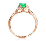 Oval Emerald and Diamond Halo Engagement Ring - The Brothers Jewelry Co.