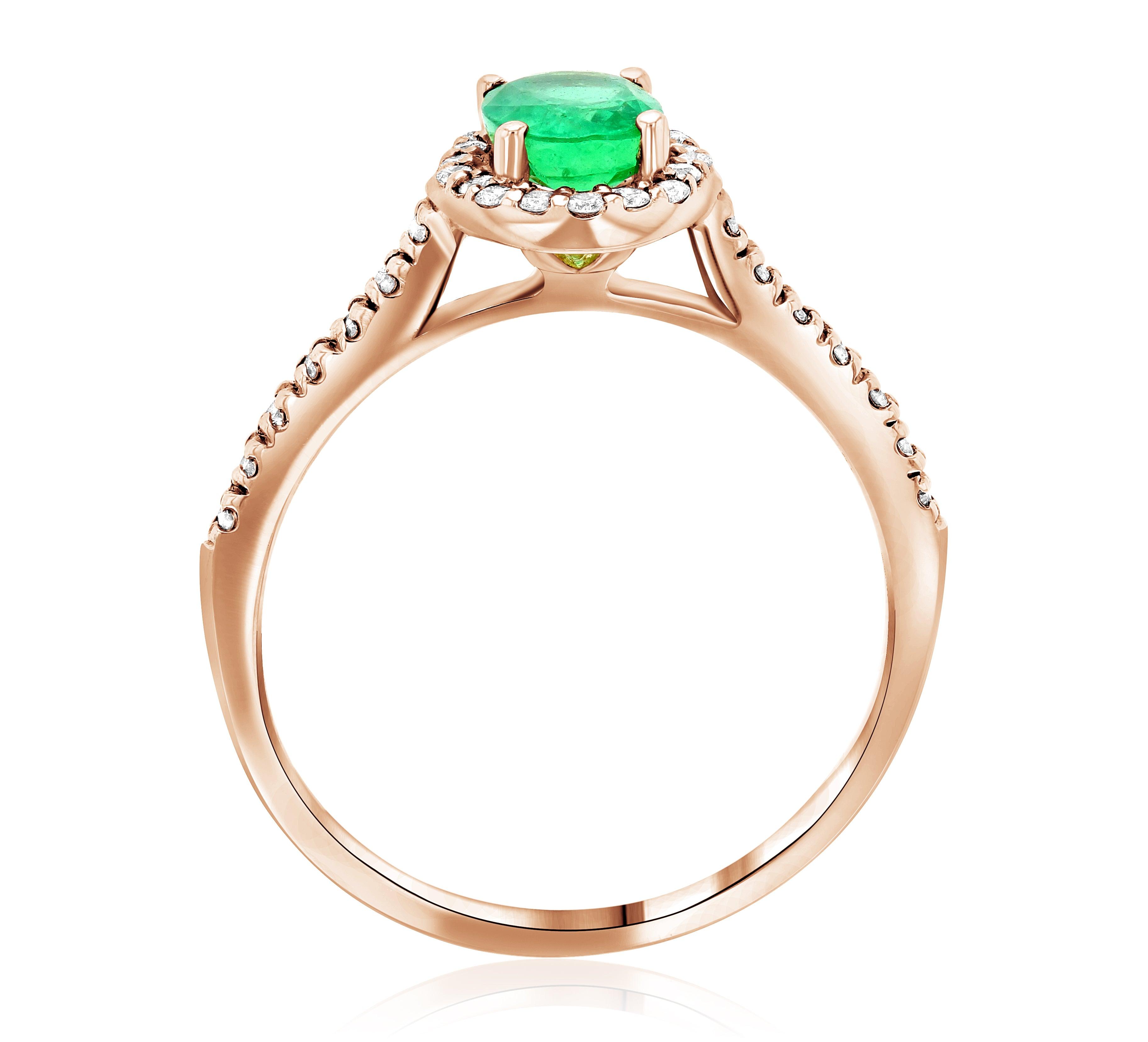 Oval Emerald and Diamond Halo Engagement Ring - The Brothers Jewelry Co.