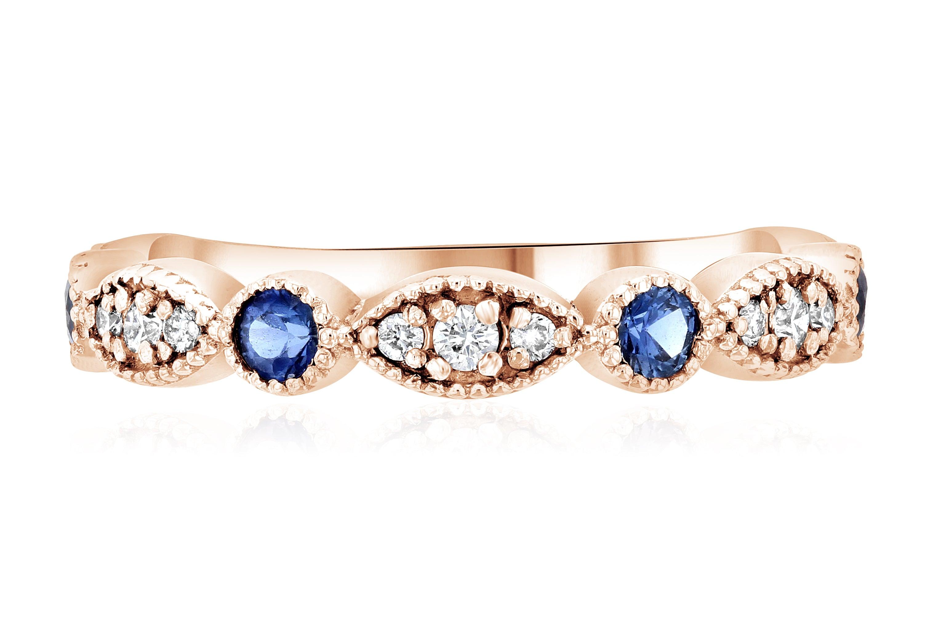 Three-Stone Diamond and Sapphire Infinity Ring (.53 ct. tw.) - The Brothers Jewelry Co.