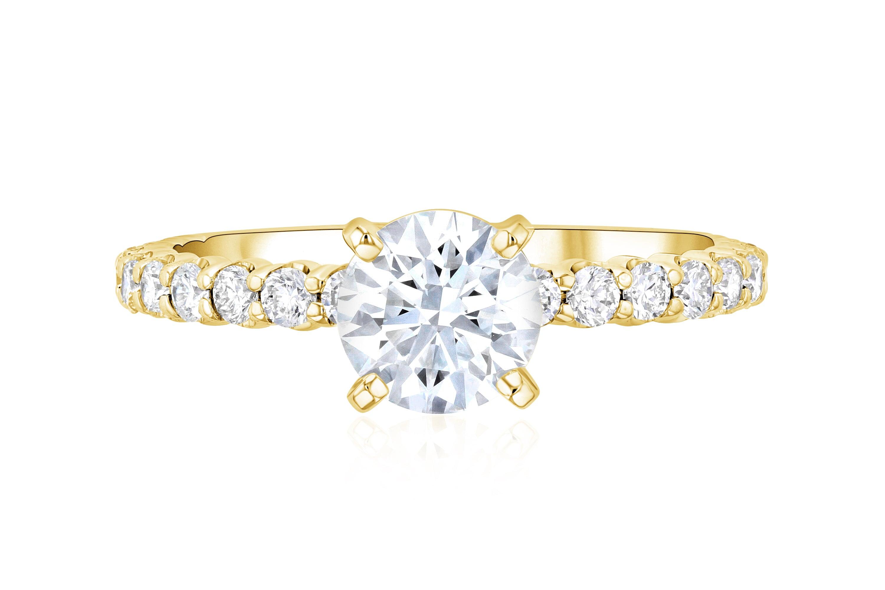 Micro Pavé Round Diamond Solitaire Engagement Ring - The Brothers Jewelry Co.