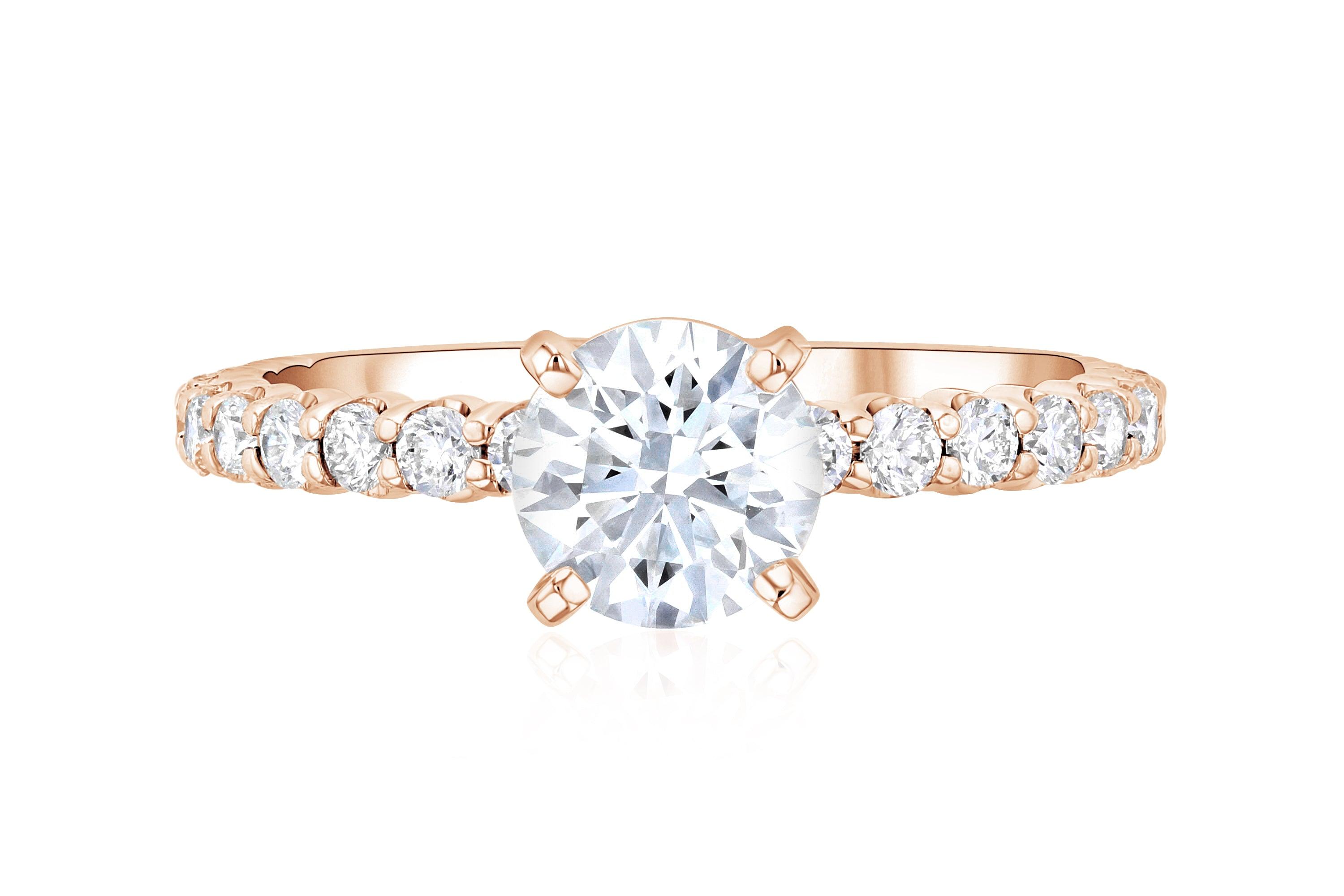 Micro Pavé Round Diamond Solitaire Engagement Ring - The Brothers Jewelry Co.