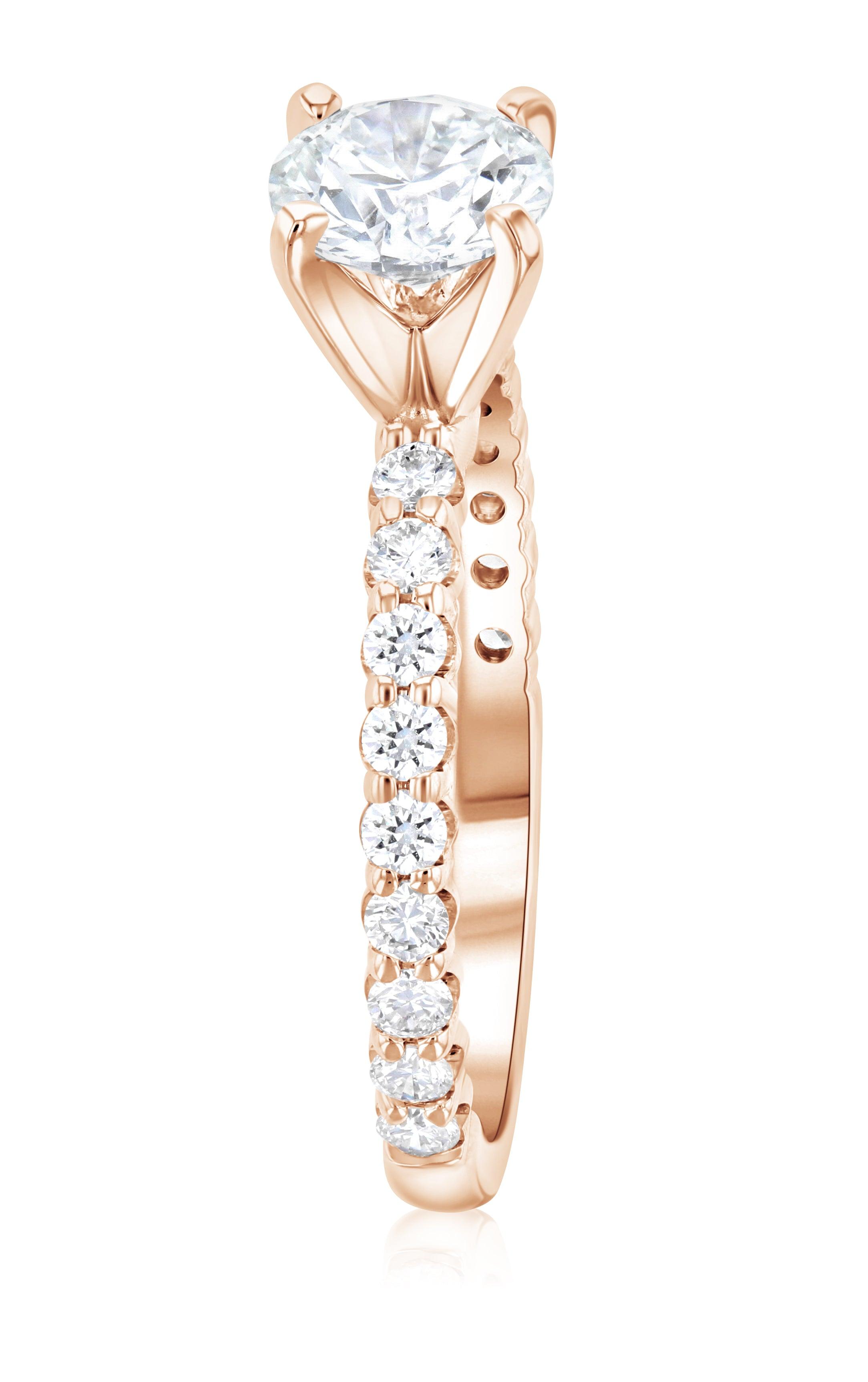 Micro Pavé Round Diamond Solitaire Engagement Ring - The Brothers Jewelry Co.