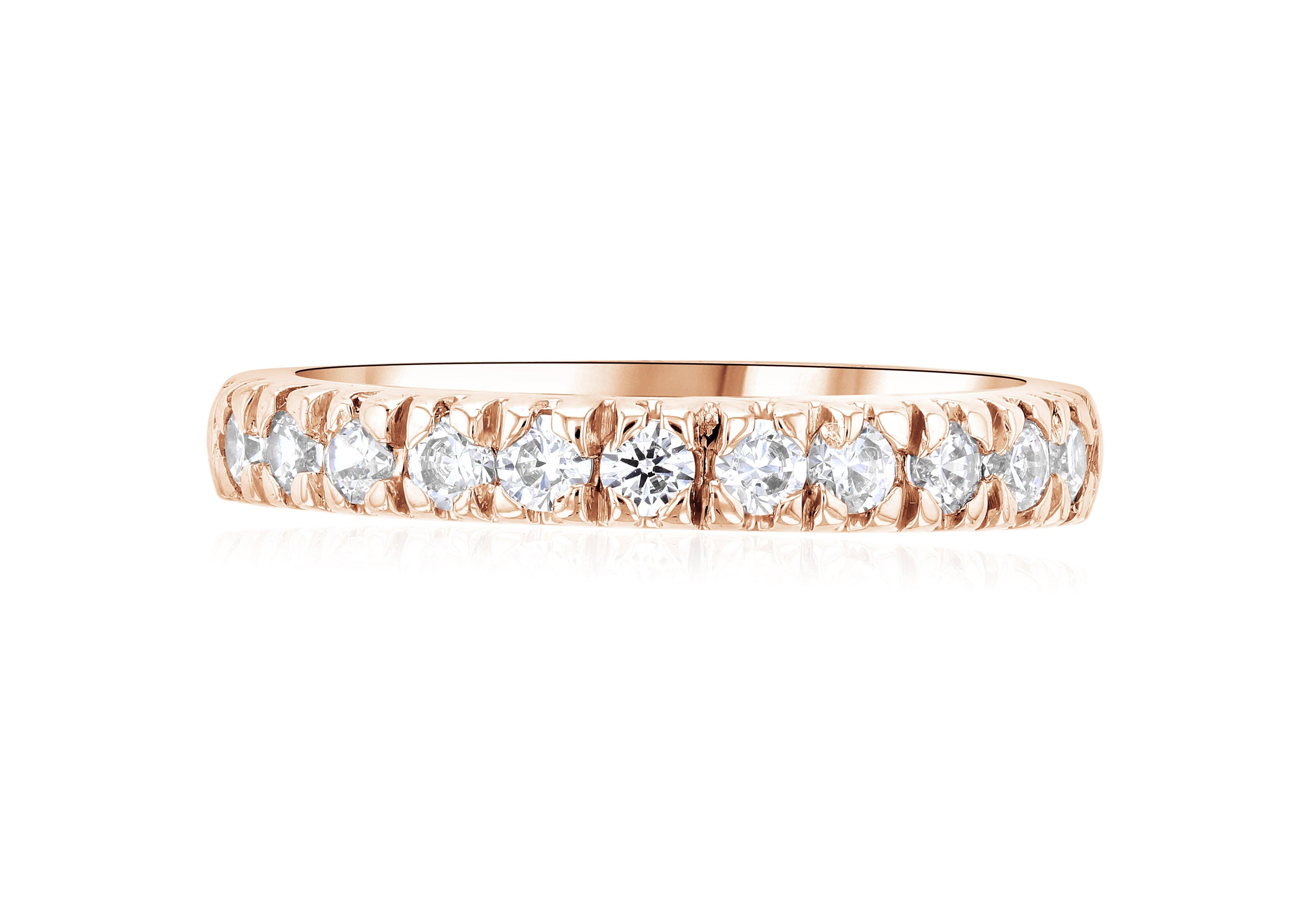 French Pavè Set Round Diamond Wedding Ring - The Brothers Jewelry Co.