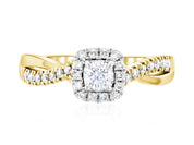 Cushion Halo Round Diamond Engagement Ring 14K Twisted Band (.45 ct. tw.) - The Brothers Jewelry Co.