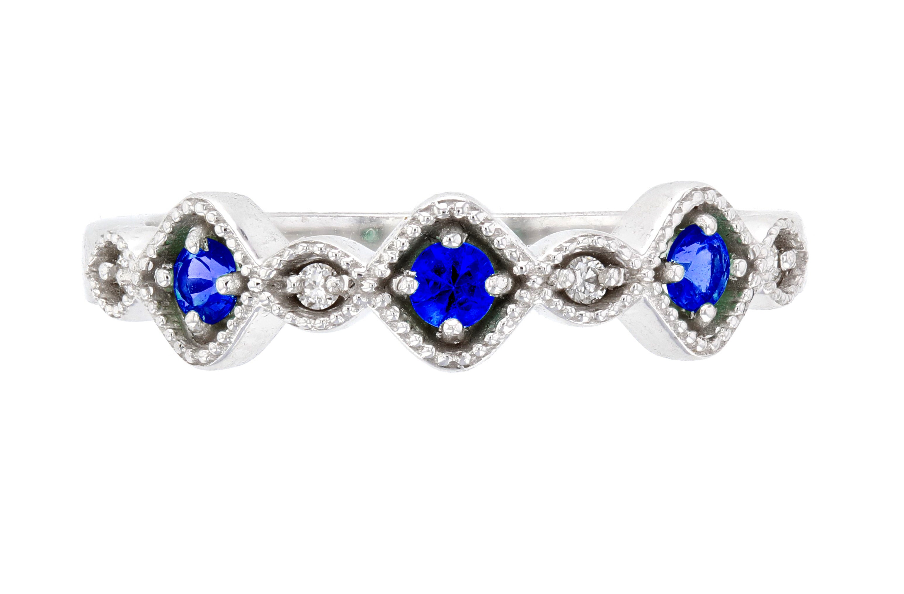 Diamond and Sapphire Infinity Ring in 14k White Gold (0.75 ct. tw.)