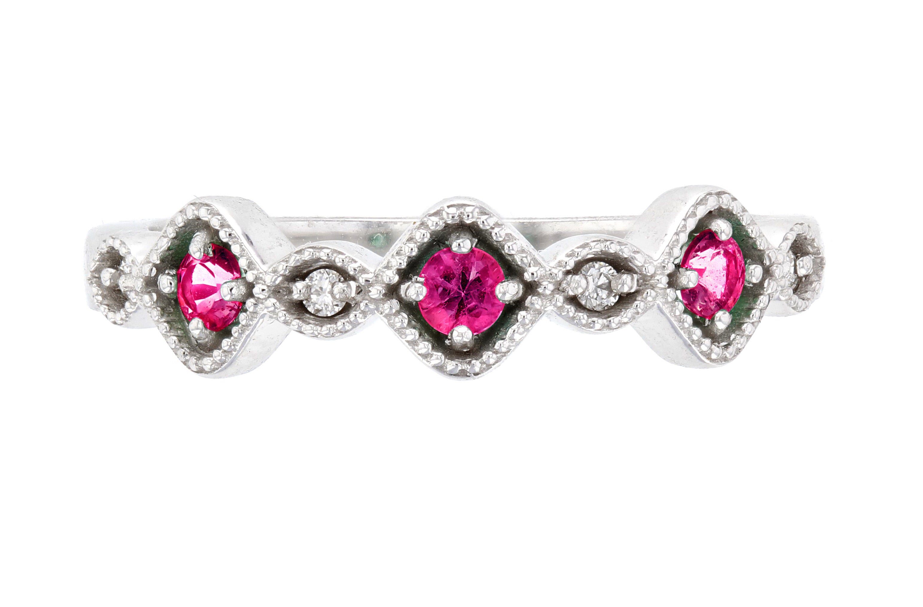 Diamond and Ruby Infinity Ring in 14k White Gold (0.75 ct. tw.)