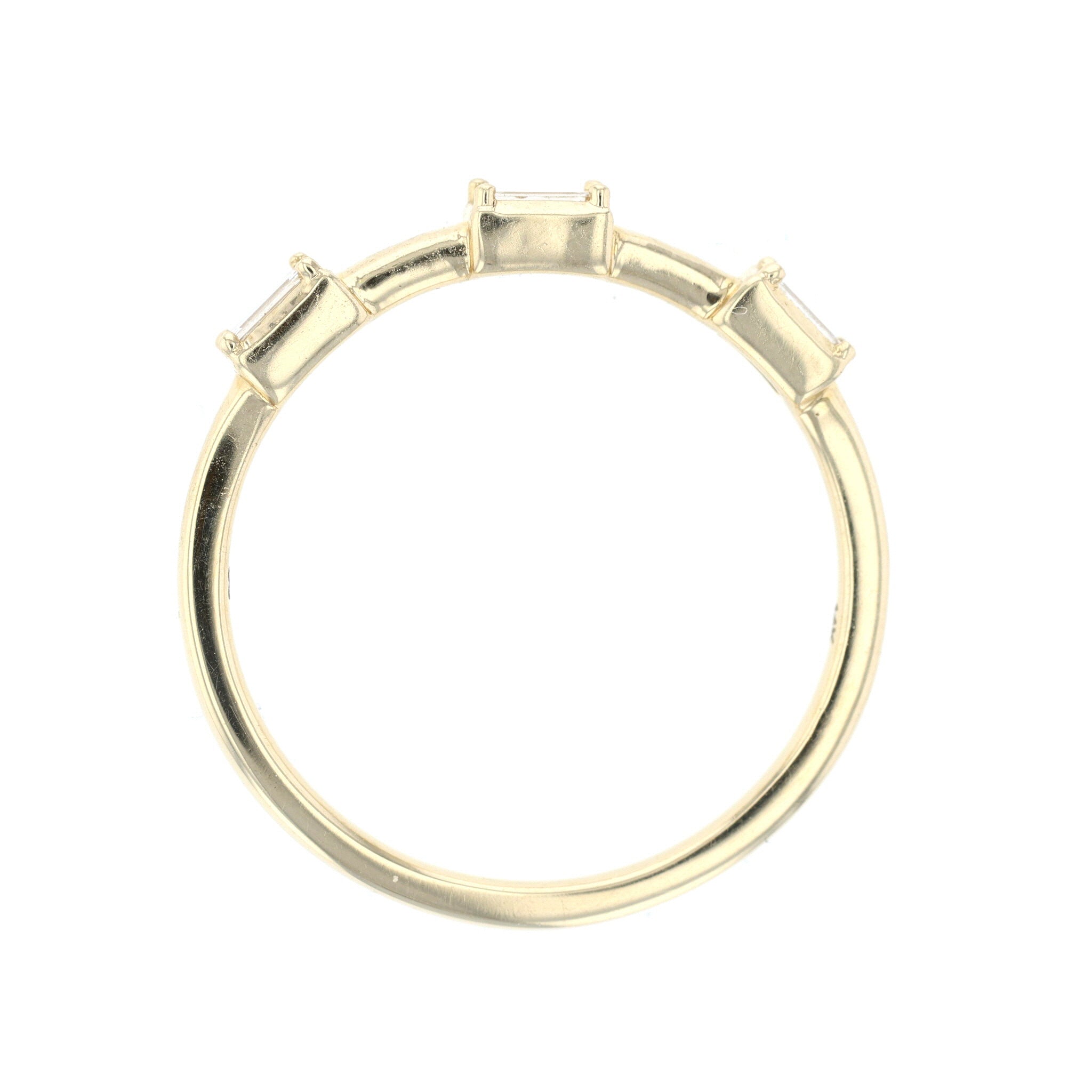 Three-stone Baguette Diamond Fashion Ring in 14k Yellow Gold