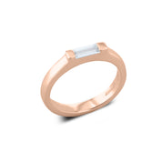 East West Baguette Bar Set Diamond Ring in 14k Rose Gold