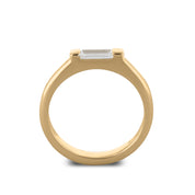 East West Baguette Bar Set Diamond Ring in 14k Yellow Gold