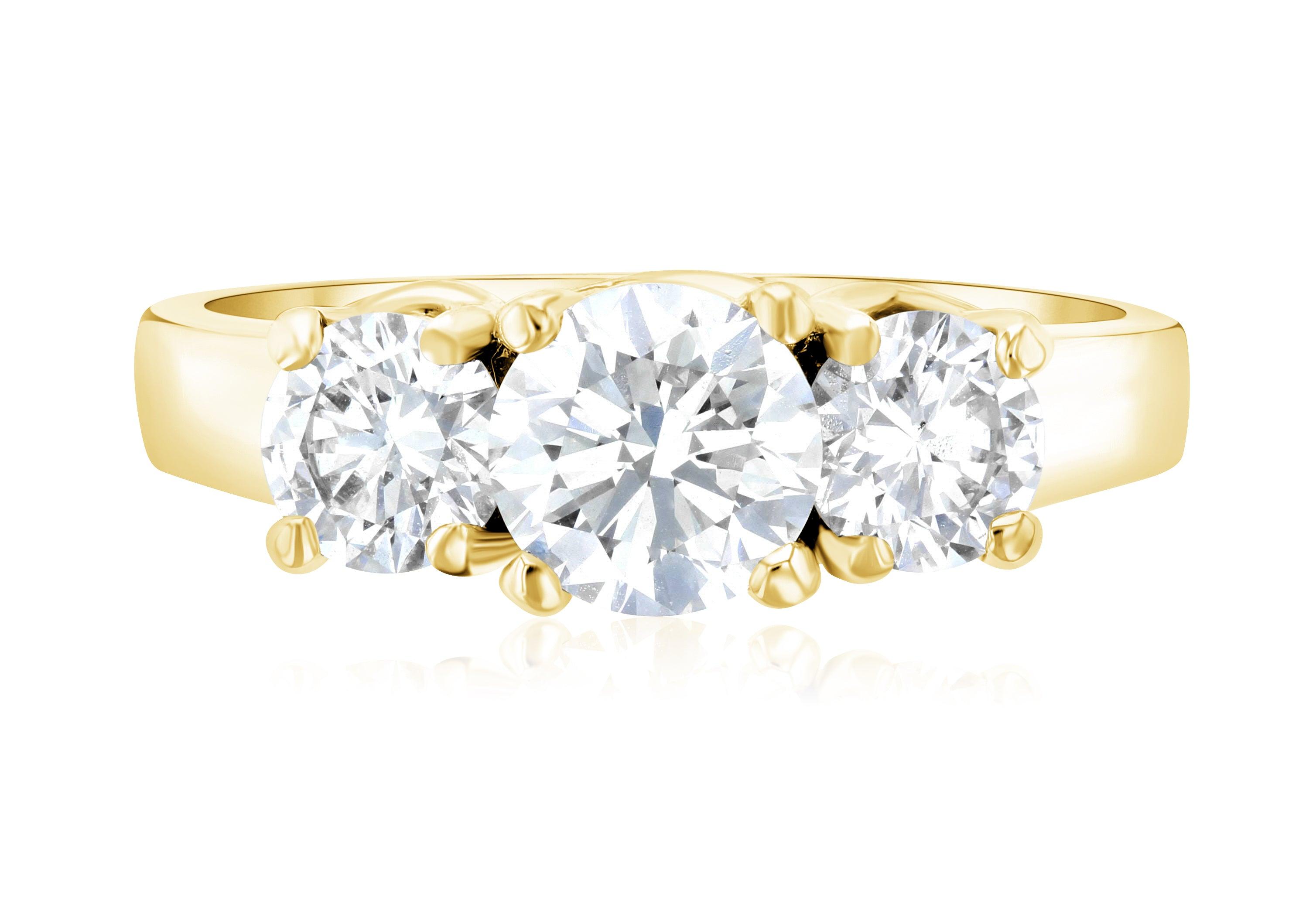 Diamond Three-Stone Shared Prong Engagement Ring (1.50 ct. tw.) - The Brothers Jewelry Co.