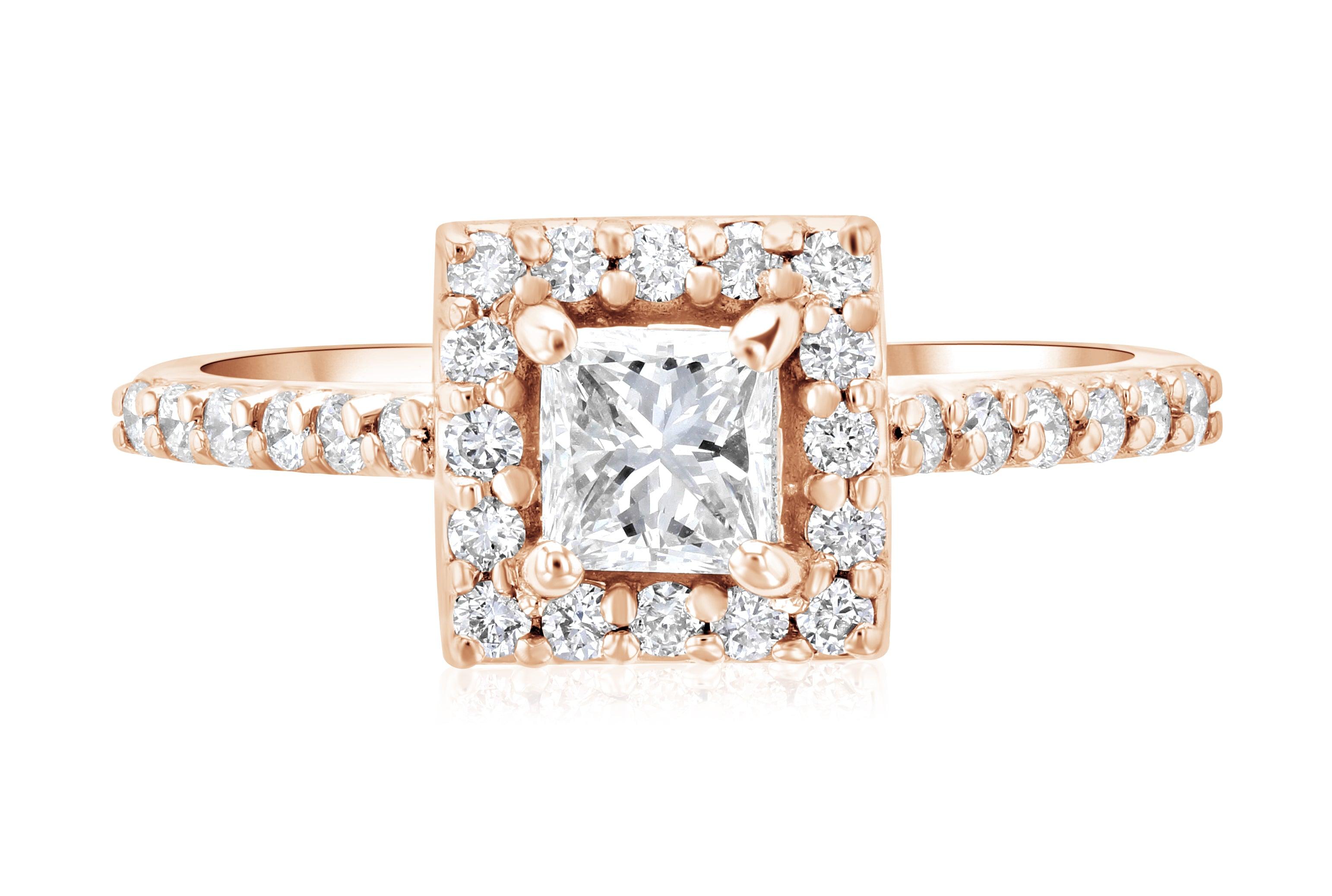 Halo Princess Diamond Engagement Ring (.76 ct. tw.) - The Brothers Jewelry Co.