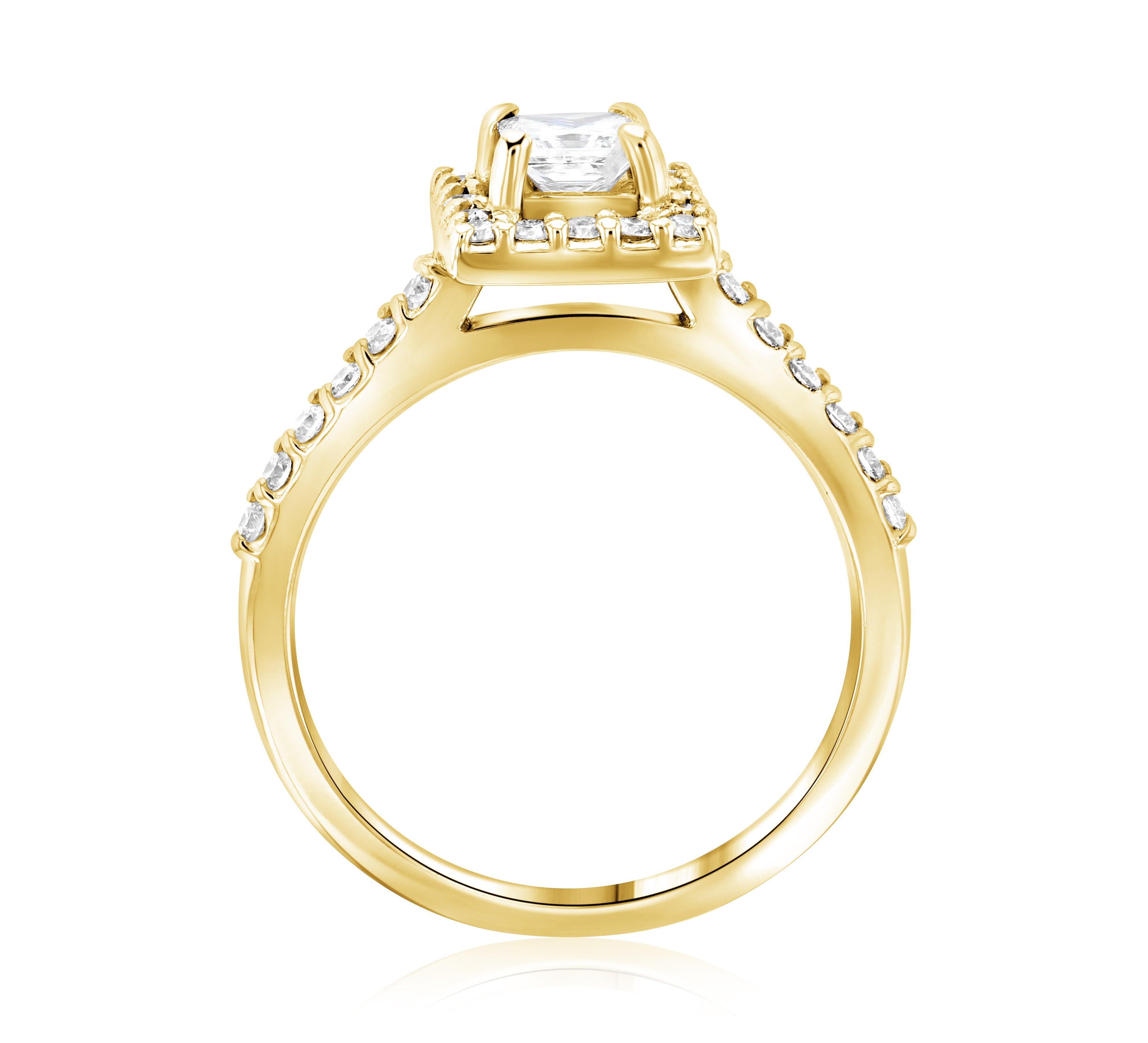 Halo Princess Diamond Engagement Ring (.76 ct. tw.) - The Brothers Jewelry Co.