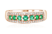 Three-Row Diamond and Emerald Fashion Ring (.50 ct. tw.) - The Brothers Jewelry Co.