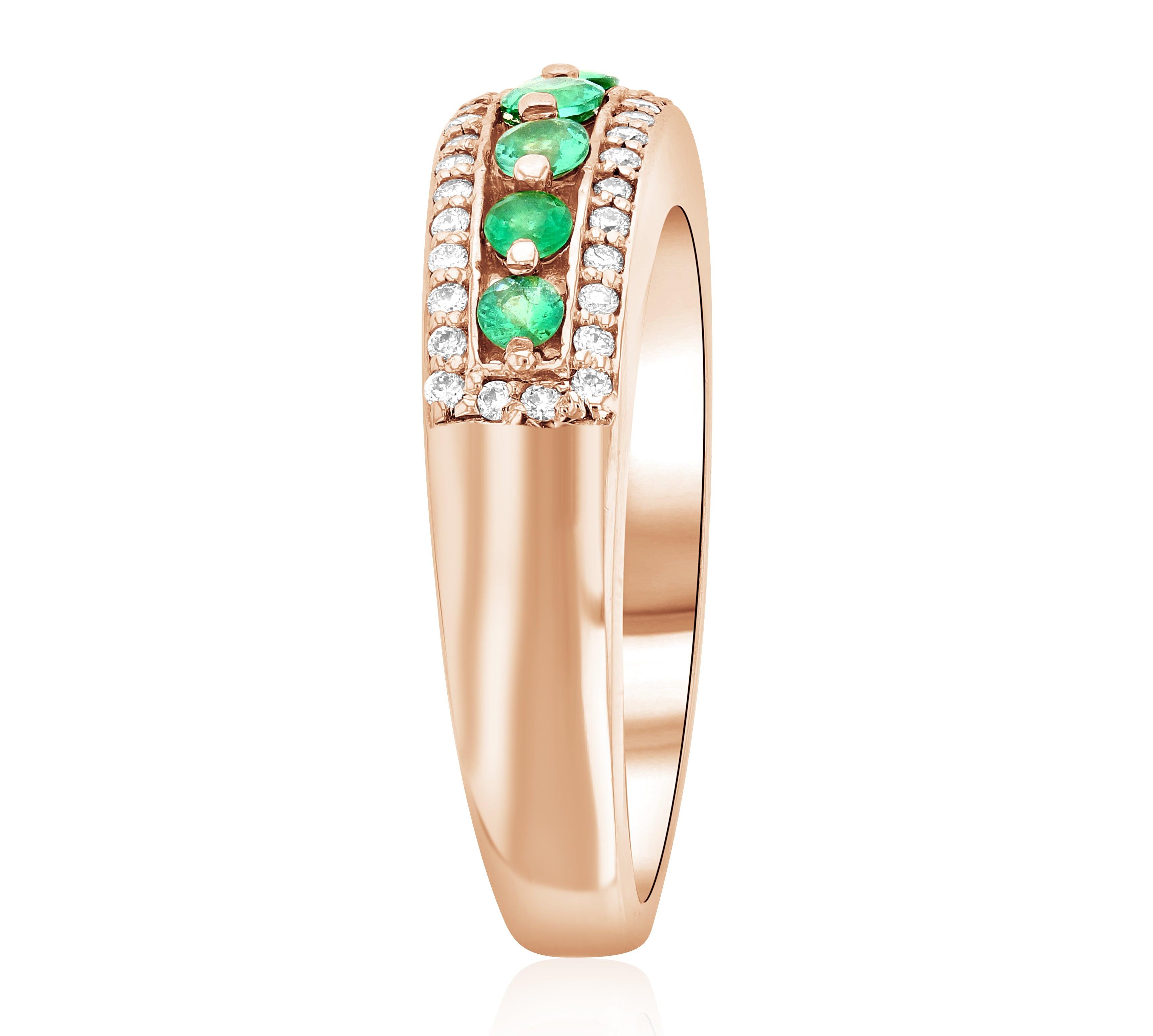 Three-Row Diamond and Emerald Fashion Ring (.50 ct. tw.) - The Brothers Jewelry Co.